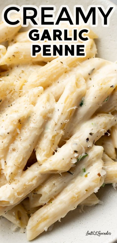 Pasta Recipes One Pot, Dinner Recipes Pasta, Recipes One Pot, Creamy Garlic Penne Pasta, Gemelli Pasta, Creamy Garlic Pasta, Penne Recipes, Penne Pasta Recipes, Creamy Pasta Recipes