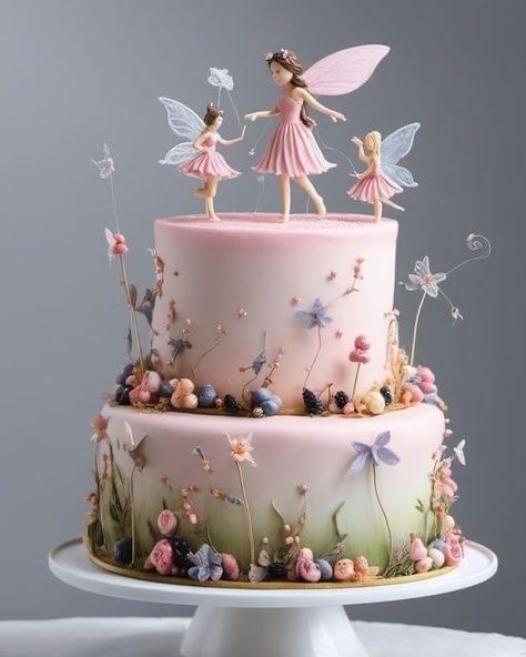 Enchanted Forest Cake Ideas, Forest Fairy Cake, Enchanted Forest Cake, Fairy Birthday Themes, Fairy Theme Birthday Party, Fairy Garden Cake, Fairy Birthday Cake, Fairy Baby Showers, Magical Party