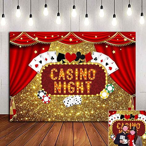 Casino Birthday Party, Poker Dice, Casino Birthday, Photo Table, Fest Temaer, Outdoor Party Decorations, Glitter Photo, Red Curtains, Casino Night