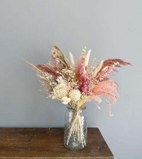 Dusty Pink Dried Bouquet Blush Wedding Centerpieces, Grass Centerpiece, Boho Centerpiece, Dried Flower Bouquets, Cascading Bridal Bouquets, Cascading Wedding Bouquets, Natural Dried Flowers, Boho Wedding Bouquet, Floral Installations