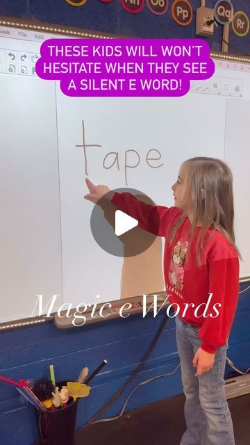 Magic E Activities First Grade, Teaching Magic E, How To Teach Sight Words, Reading Is Magic, Magic E Anchor Chart, How To Teach English To Kids, Magic Words For Kids Classroom, Long A Activities, Reading Activities For Kindergarten