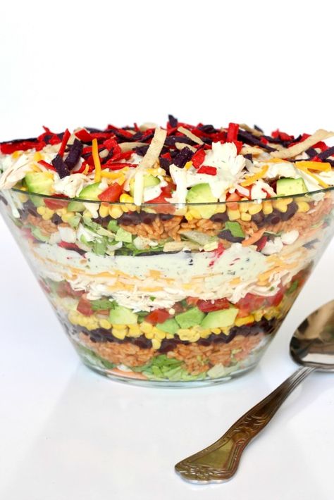 Taco Salad For A Crowd, Layered Taco Salad, Salad For A Crowd, Layered Taco Salads, Layered Taco, Chicken Taco Salad, Layered Salad Recipes, Layer Chicken, Coconut Dessert