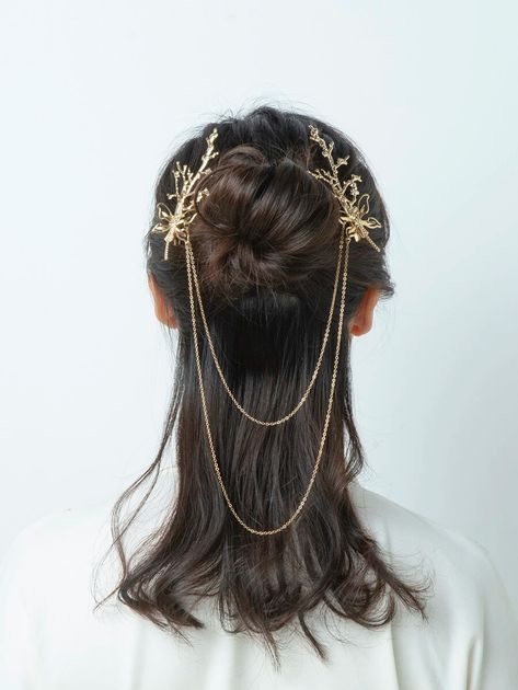 Fairytale Hair Accessories, Golden Hair Jewelry, Dangly Hair Accessories, Dainty Hair Accessories, Sun Themed Accessories, Wedding Hair Decoration, Medieval Hair Accessories, Intricate Headpiece, Hair Pin Design