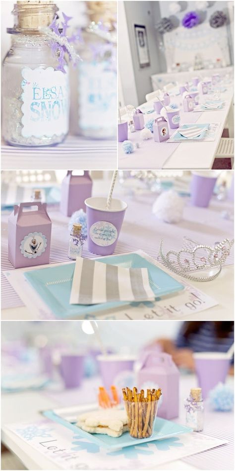 Frozen Inspired Birthday Party! LOVE THESE IDEAS! Classy Frozen Birthday Party, Elegant Frozen Birthday Party, Frozen Birthday Party Outfit, Frozen 2nd Birthday Party, Frozen 3rd Birthday, Shower Colors, Frozen Bday Party, Frozen Party Decorations, Snow Party