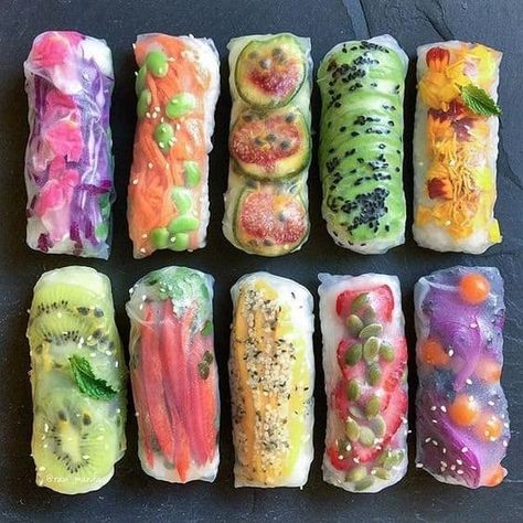 Lunch Ideas With Rice, Rice Paper Wraps, Plats Healthy, Spring Roll Recipe, Paper Wrap, Vegan Inspiration, Makanan Diet, Wrap Ideas, Sushi Rolls