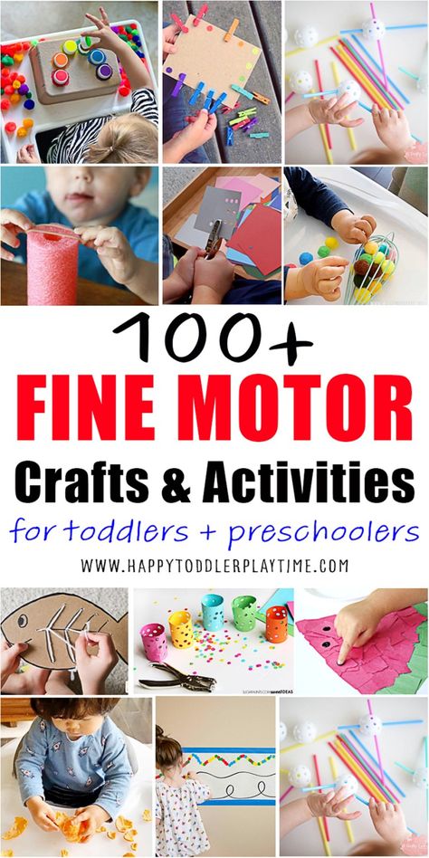 100+ Fine Motor Activities - HAPPY TODDLER PLAYTIME Fine Motor Activities For Preschoolers, Motor Activities For Preschoolers, Toddler Fine Motor Activities, Craft Activities For Toddlers, Preschool Fine Motor Activities, Fine Motor Activities For Kids, Preschool Fine Motor, Activities For Preschoolers, Gross Motor Activities