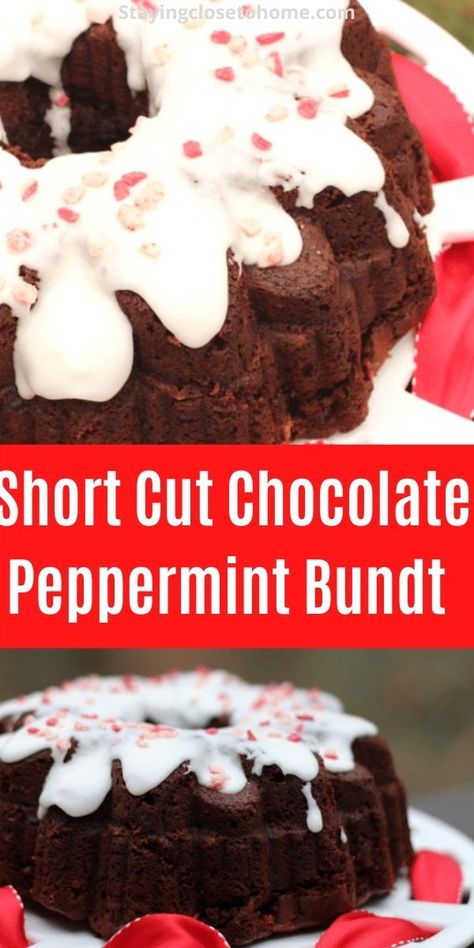 Peppermint Cake Recipe, Chocolate Peppermint Bundt Cake, Peppermint Bundt Cake, Bundt Cake Mix, Chocolate Peppermint Cake, Easy Christmas Cake Recipe, Peppermint Cake, Boxed Cake Mixes Recipes, Bundt Cake Recipe