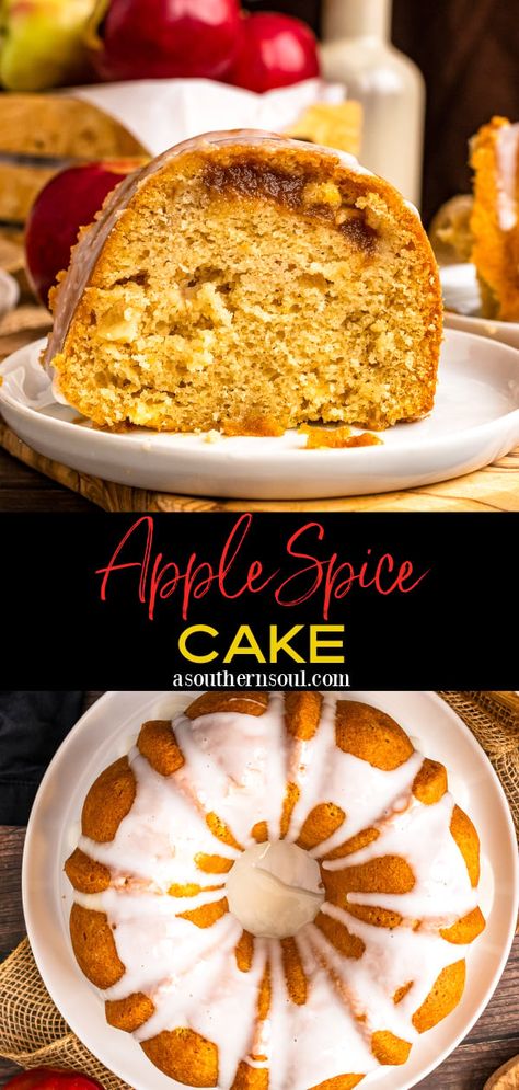 Easy Apple Spice Cake Apple Spice Cake Recipe, Spiced Apple Cake, Dessert Fall, Autumn Dessert, Apple Butter Crock Pot, Apple Cakes, Apple Spice Cake, Spice Cake Recipes, Sweet Glaze