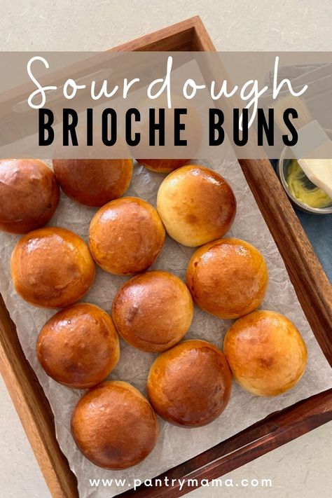 Sour Dough Buns Easy, Sourdough Discard Brioche Buns, Sourdough Discard Brioche Bread, Sourdough Brioche Hamburger Buns, Sourdough Brioche Bread Recipe, Brioche Sourdough Recipe, Sourdough Turkey Loaf, Sourdough Buns Recipes, Sourdough Brioche Rolls