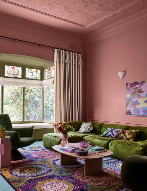 Olivia Dean, Color Forecasting, Casa Country, Transitional Bedroom, Earthship, The Design Files, Interior Color, A Living Room, Pink Walls