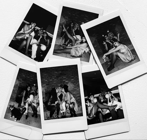 Black And White Polaroid Pictures, Black And White Party Photos, Black Polaroid Aesthetic, Black And White Polaroid Aesthetic, Film Noir Party Theme, Polaroid Bachelorette Ideas, Monochrome Polaroid, Disco Euphoria, Black And White Party Aesthetic