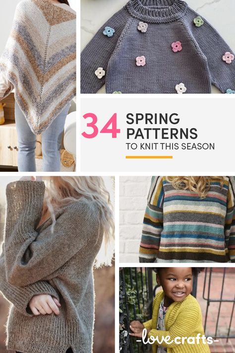 Spring One Size Knitting Pattern, One Size Spring Knitting Pattern, Spring Knit Yarn Sweater, Spring Knitting Patterns, Playful Knitted Spring Sweater, Cozy Spring Knitting Pattern, Spring Jumper, Spring Knitting, Spring Shawl