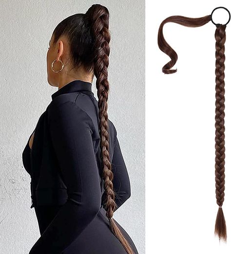 Very Long Ponytail, Long Braid With Extensions, Thick Ponytail Braid, Braid Ponytail Extension, Ponytail Extension Braid, Slick Back High Ponytail Braid, Long Ponytail Braid Hairstyles, Long High Braided Ponytail, Long Single Braid Ponytail