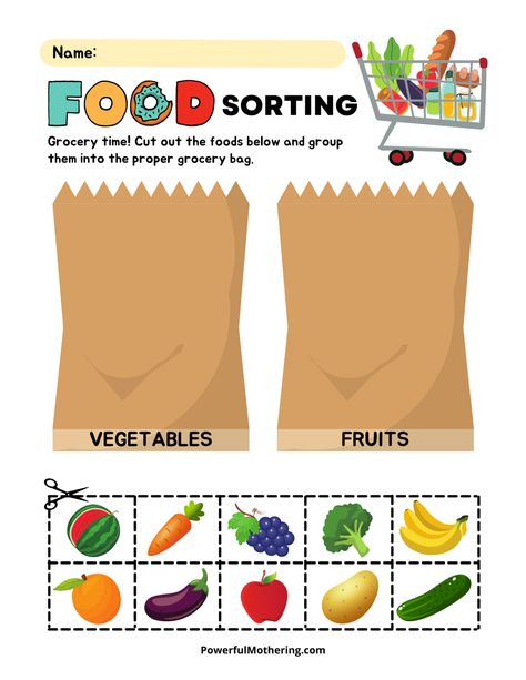 Free Printable Food Sorting Activity Rainbow Food Activities Preschool, Healthy Vs Non Healthy Food Preschool, Food And Nutrition Preschool Crafts, Preschool Soup Activities, Safe And Healthy Me Preschool, Healthy Eating Lesson Plans Preschool, Healthy Habits Preschool Free Printable, Nutrition For Preschool, Grocery Store Theme For Preschool