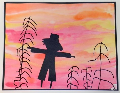 The Scarecrows Wedding, Scarecrow Crafts, Crafts Fall, Fall Art Projects, 3rd Grade Art, Fall Preschool, Elementary Art Projects, Homeschool Art, Preschool Theme