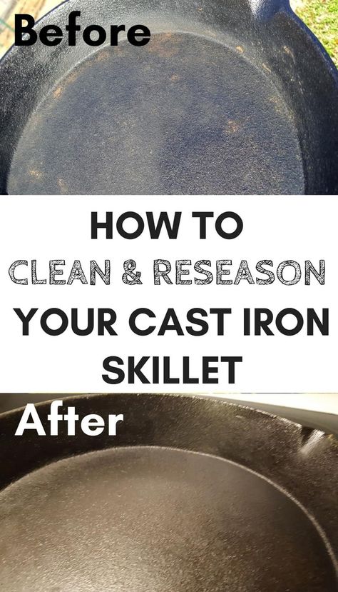 Cast iron skillet cooking: 3 Easy steps to reseason a cast iron skillet Reseason Cast Iron, Cleaning Cast Iron Pans, Cleaning Cast Iron Skillet, Season Cast Iron, Cleaning Cast Iron, Season Cast Iron Skillet, Iron Cleaning, Campfire Meals, Cast Iron Skillet Cooking