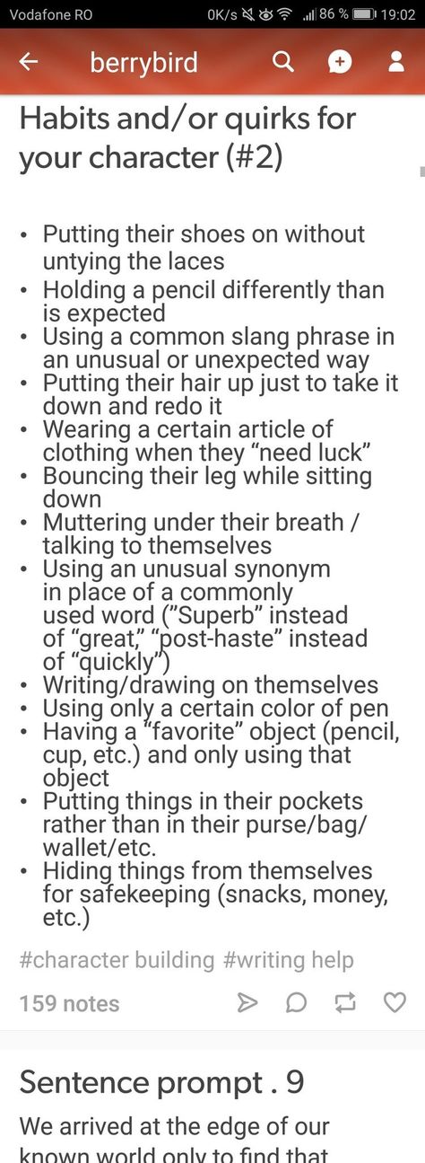 Good And Bad Habits For Characters, Character Habits And Mannerisms, Quirks And Flaws For Characters, Fun Character Quirks, Character Habits Writing, Quirks And Habits For Characters, Quirky Character Traits, Character Quirks Writing, Habits To Give Characters