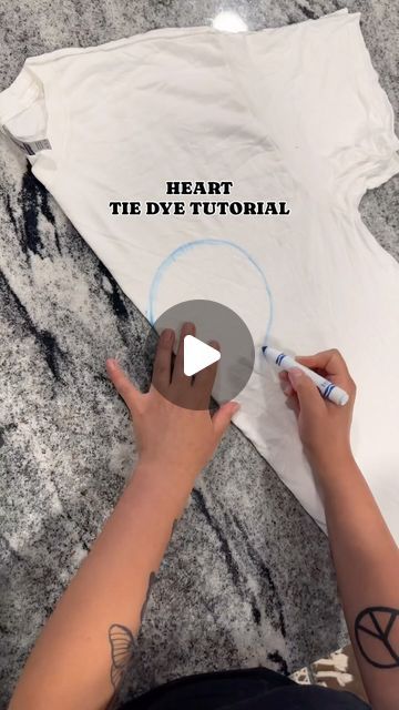 Tie Dye Shirts How To, Diy Heart Tie Dye Shirt, How To Heart Tie Dye, How To Do Heart Tie Dye, How To Make A Heart Tie Dye Shirt, Heart Tie Dye Tutorial, Tye Dye Red White And Blue Shirts, How To Tie Dye Heart Pattern, Tye Dye Patterns Heart