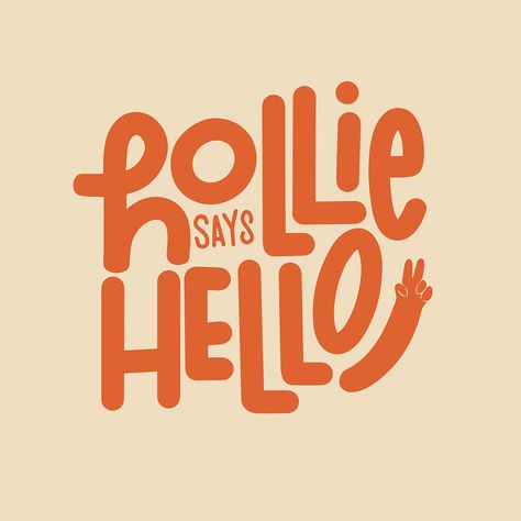 Logo work I did for Hollie Says Hello. Playful Handmade typography logo design. Let's work together! email me at madebyhana1@gmail.com Logo Design Creative Company, Good Typography Design, Oo Logo Typography, Unique Logos Creative, Fun Type Design, Cool Brand Logo Design, Fun Logo Fonts, Playful Typography Logo, Hand Drawn Letters