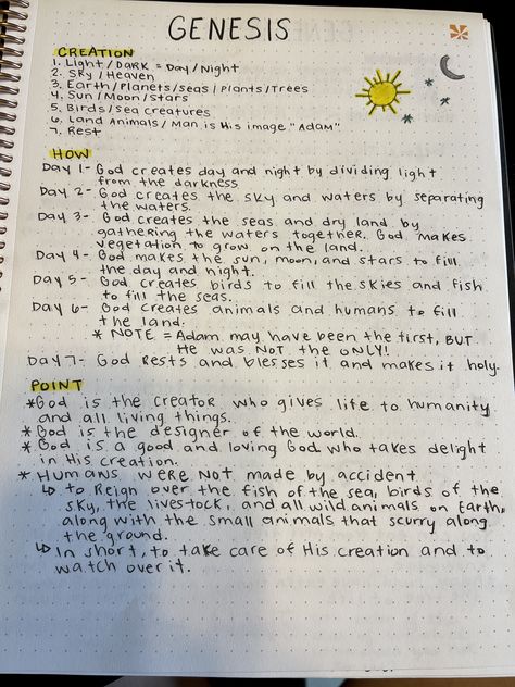 Bible Notes Ideas Genesis, Genesis Bible Study Notes Kjv, Genesis Bible Study Guide, Bible Verse Genesis 1:1, Bible Verse In Genesis, Genesis Study Guide, Genesis 1 1 Art Journaling, Bible Notes Ideas Notebooks Genesis, Bible Notes For Beginners