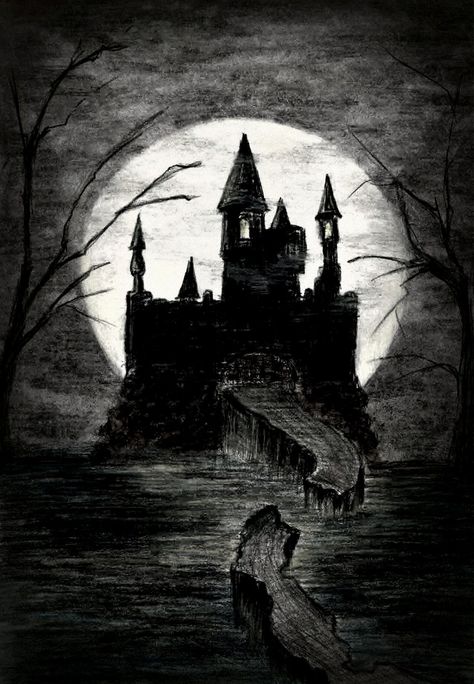 castle by DariaKuznetsova Castle Sketch, Vampire Castle, Castle Silhouette, Castle Tattoo, Castle Drawing, Dark Castle, Gothic Castle, Black Castle, Haunted Castle