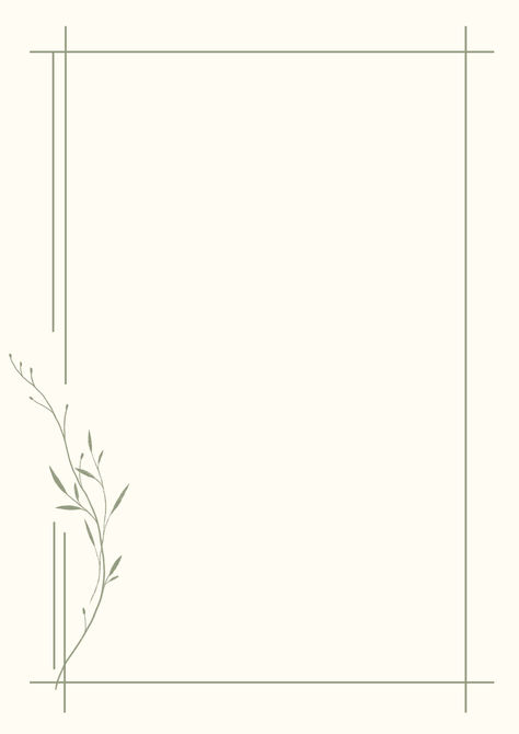 Green and Cream Elegant Floral Border A4 Stationery Paper Document A4 Sheets Border Designs, Elegant Borders And Frames, A4 Paper Design Borders, Design For A4 Sheet Border, Booklet Page Design, Poster Border Design Ideas, A 4 Sheet Border Design, A4 Border Design Aesthetic, Plain Border Design