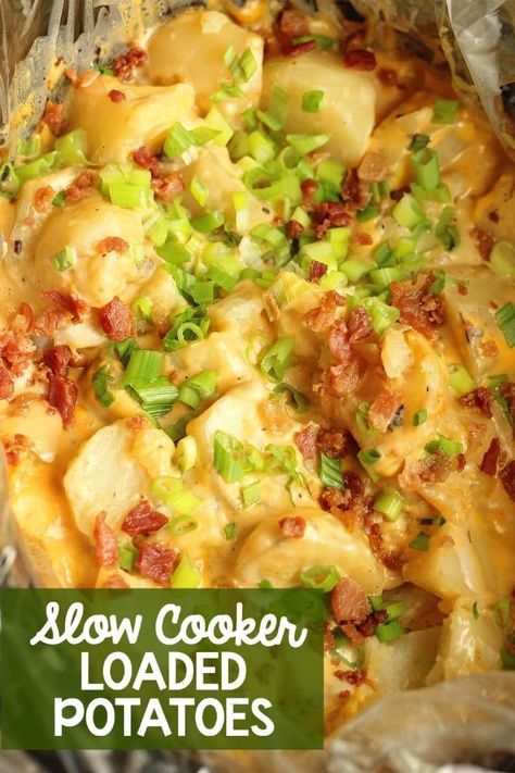 Potato Recipes Crockpot, Easy Bbq Side Dishes, Loaded Potatoes, Slow Cooker Potatoes, Crock Pot Potatoes, Loaded Potato, Lo Mein, Side Dish Recipes Easy, Loaded Baked Potatoes