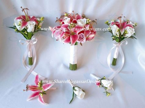 bouquet Stargazer Lily Wedding, Lily Bridal Bouquet, Bridal Party Flowers, Wedding Party Flowers, Rose Bridal Bouquet, Wedding Bouquets Pink, Lily Wedding, Lily Bouquet, Stargazer Lily