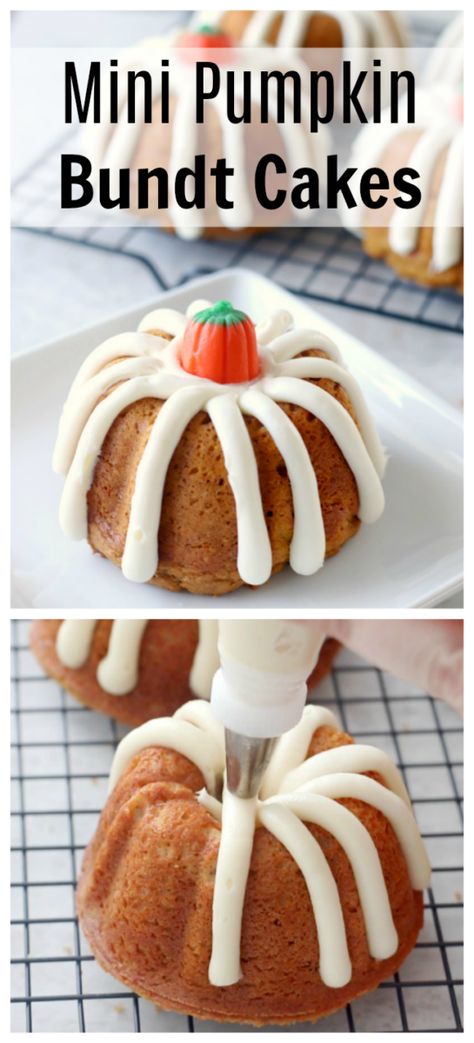 Pumpkin Bunt Cake, Pumpkin Bundt Cakes, Cakes With Cream Cheese Frosting, Cakes With Cream Cheese, Mini Bunt Cake, Pumpkin Bundt Cake Recipes, Mini Bundt Cakes Recipes, Pumpkin Bundt, Cake Calories