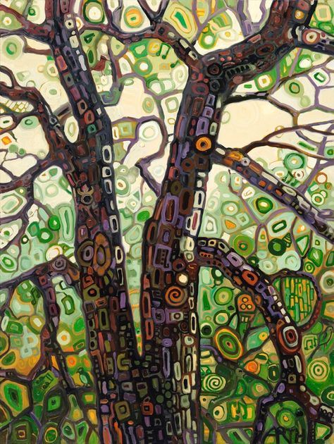 Trees - Gregory Arth Nature Art Pieces, Trippy Tree Painting, Whimsical Tree Art, Tree Abstract Art, Collage Tree, Circuit Board Art, Tree Painting Abstract, Nature Abstract Art, Abstract Tree Art