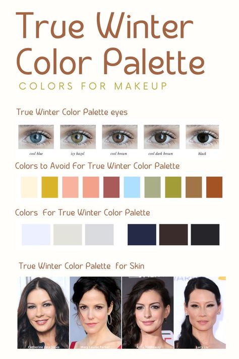 true winter color palette True Winter Hair, True Winter Palette, True Winter Makeup, True Winter Color Palette, Cool Winter Color Palette, Deep Winter Palette, Deep Winter Colors, Winter Color Palette, Winter Typ