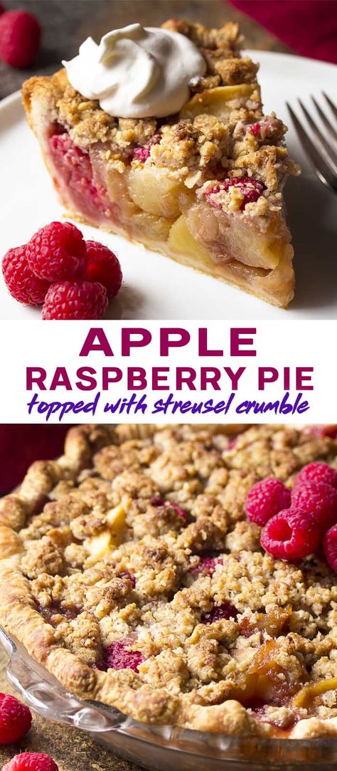 Raspberry Topping, Thanksgiving Desserts Apple, Thanksgiving Desserts Pie, Raspberry Pie Recipe, Thanksgiving Desserts Kids, Kids Cookies, Snickers Cheesecake, Sliced Apples, Apple Crumb