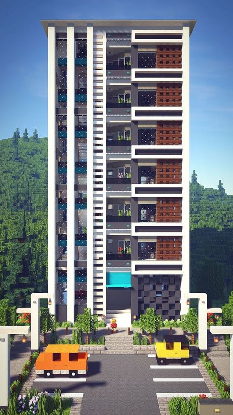 Maine Craft, Minecraft Skyscraper, Villa Minecraft, Minecraft Modern City, Case Minecraft, Modern Minecraft Houses, Rumah Minecraft Sederhana, Minecraft City Buildings, Minecraft Mansion