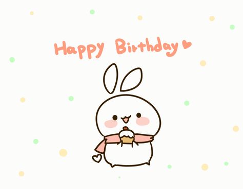 Birthday Animation Gif, Cute Birthday Pictures Cartoon, Cute Birthday Images, Happy Birthday Cartoon Cute, Happy Birthday Cute Images, Happy Birthday Cute Gif, Happy Birthday To You Gif, Happy Birthday Rabbit, Kawaii Happy Birthday