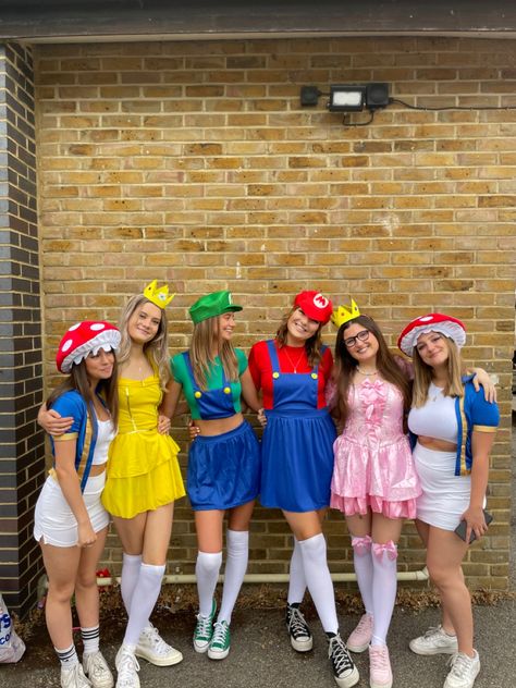 Super Mario Dress Up, Mario Party Character Costumes, Halloween Costumes Mario Characters, Co Ed Group Halloween Costumes, Mario And Friends Costumes, Super Mario Bros Group Costume, Kamek Mario Costume, Holloween Costume Ideas Groups, Mario Costume Halloween