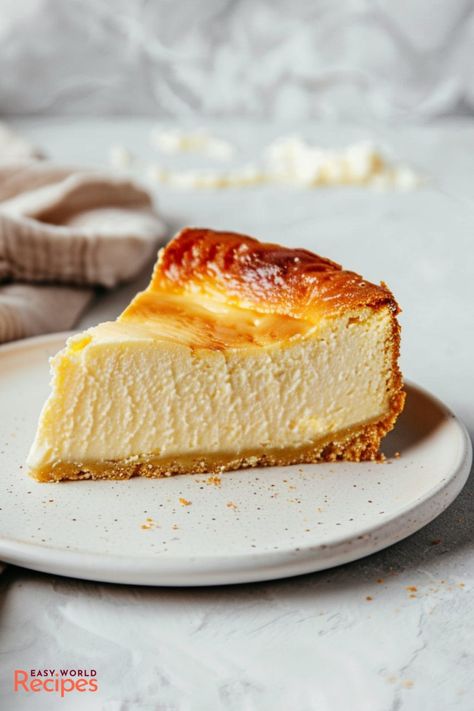 Classic Italian Ricotta Cheesecake - EasyWorldRecipes Italian Ricotta Cheesecake, Lemon Ricotta Cheesecake, Authentic Italian Desserts, Italian Cheesecake, Ricotta Cake Recipes, Cheese Cake Filling, Ricotta Cheese Recipes, Italian Christmas Recipes, Ricotta Cheesecake