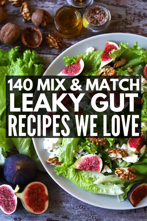 140 Leaky Gut Recipes | Heal your gut without missing out with this collection of meals and snacks! With 30 leaky gut diet recipes each for breakfast, lunch, dinner, snacks, and desserts, healing has never tasted so good. Not sure if you have leaky gut? We've also included background information - the signs and symptoms, causes, and foods to avoid on a leaky gut meal plan. Get your shopping lists ready and enjoy! Leaky Gut Meal Plan Shopping Lists, Easy Digestable Food, Leaky Gut Diet Recipes, Microbiome Diet Recipes, Leaky Gut Recipes, Leaky Gut Meal Plan, Healthy Gut Diet, Microbiome Diet, Gut Recipes