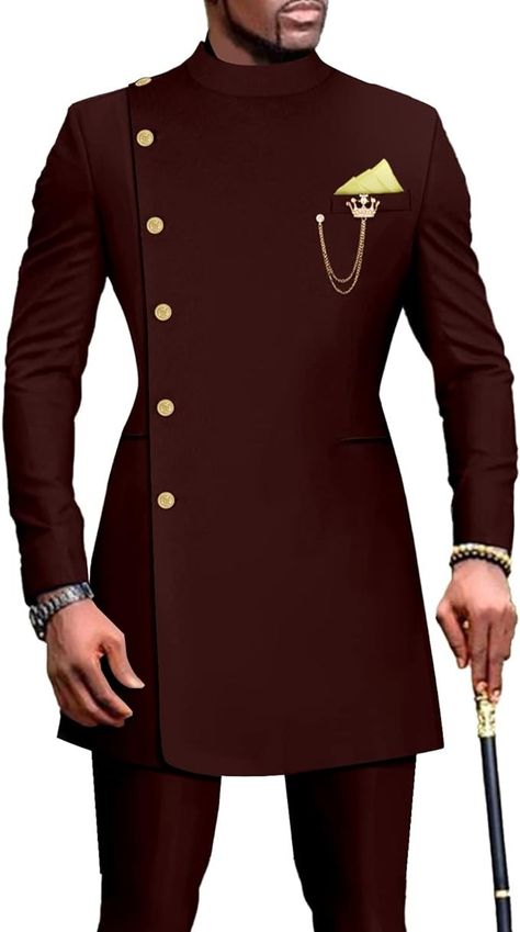 African Suits for Men Single Breasted Blazer and Pants 2 Piece Set Dashiki Outfits Ankara Attire for Wedding Red Medium at Amazon Men’s Clothing store Attire For Wedding, African Suits, African Male Suits, Dashiki Outfit, African Wear For Men, African Suit, African Wear Styles For Men, Latest African Men Fashion, African Attire For Men