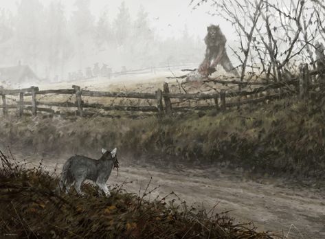 Jakub Rozalski, Werewolf Aesthetic, Hunting Art, Werewolf Art, 다크 판타지, Scary Art, Creepy Art, Wolf Art, Arte Fantasy