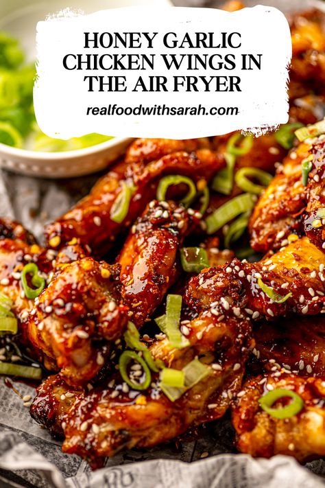 Homemade Wings Air Fryer, Air Fryer Chicken Wings Recipe, Chicken Wings Air Fryer Recipe, Chicken Wings Airfryer, Chicken Wing Marinade Air Fryer, Air Fry Wings, Wings Air Fryer, Honey Garlic Wings Recipe, Asian Wings Air Fryer