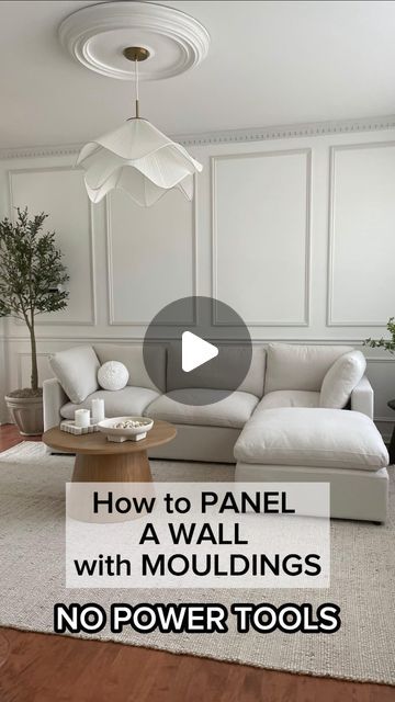 How To Make Wall Moulding, Living Room Moulding Ideas, Diy Wall Moulding Ideas, Bedroom Moulding Wall, Moulding On Walls Living Room, Diy Molding Wall, Modern Wall Moulding, Moulding Design On Wall, Wall Moulding Ideas Living Room