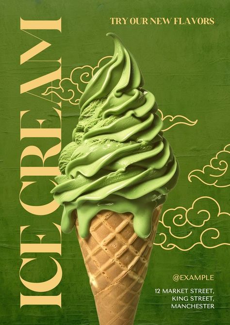 Ice cream shop poster template | premium image by rawpixel.com / Aew New Flavour Poster Design, Premium Poster Design, Ice Cream Branding Design Creative, Ice Cream Design Poster, Food Product Poster Design, Product Poster Design Marketing, Food Poster Design Layout, Ice Cream Marketing, Product Advertisement Poster