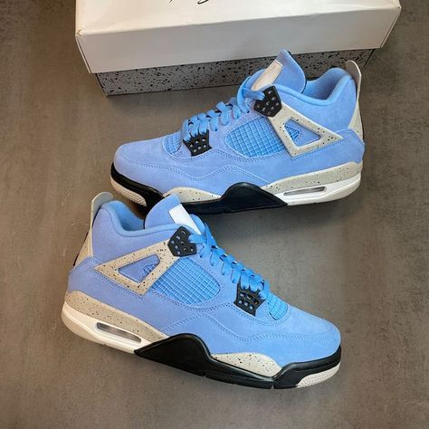 Air Jordan 4 UNC Blue Blue Retro 4 Jordans, Jordan 4 Blu, Jordan 4 Light Blue, Blue J4s, Jordans 4 Blue, University Blue 4s Jordans, Jorands 4, Retro 4’s, Blue Jordans 4s