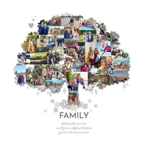 Family Tree Photo Collage Gift Family Tree Personalised Gift - Etsy Photo Family Tree, Family Tree Photo Wall, Family Tree Picture, Family Tree Collage, Photo Collage Diy, Boom Kunst, Family Tree With Pictures, Tree Collage, Family Tree Photo