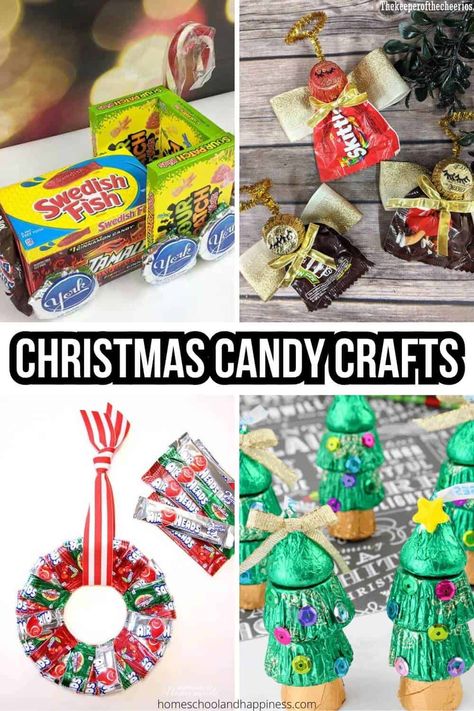 Christmas Crafts Made With Candy Candy Craft Ideas, Christmas Favors Diy, Candy Train, Christmas Candy Crafts, Candy Sleigh, Christmas Candy Easy, Candy Cane Sleigh, Candy Gifts Diy, Diy Christmas Candy