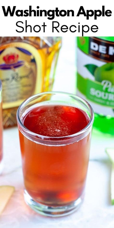 Washington Apple Drink Crown Royal, Shots With Crown Royal, Crown Apple Bottle Crafts, Washington Apple Jello Shots, Apple Shots Alcohol, Washington Apple Cocktail, Crown Royal Recipes Drinks, Washington Apple Shot Recipe, Apple Crown Royal Recipes Cocktails