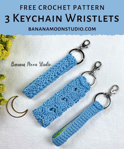 Free Crochet Pattern 3 Keychain Wristlets Easy Crochet Wristlet Keychain, Wristlet Key Chain, Crochet Keychain Lanyard, Lanyard Crochet Pattern Free, Crochet Keychain Pattern Free Simple, Crochet Wristlet Pattern Free, Crochet Wristlet Keychain Pattern Free, Crochet Lanyard Pattern Free, Crochet Lanyard Pattern