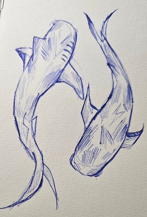 Shark Art Aesthetic, Shark Reference Drawing, Drawing Whale Shark, Cool Shark Drawings, Marine Animals Sketch, Hammerhead Shark Doodle, Shark Sketch Drawing, Sharks Doodle, Drawing Ideas Shark