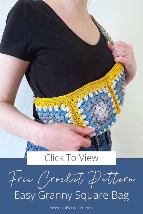 4 Granny Square Bag, Cross Body Bag Pattern Free Crochet, Simple Granny Square Crochet Bag, Granny Square Crossbody Bag Free Pattern, Crochet Cross Body Bag Pattern, Granny Square Crossbody Bag Pattern, Granny Square Belt Bag, Crochet Cross Body Bag Pattern Free, Crochet Bum Bag Free Pattern