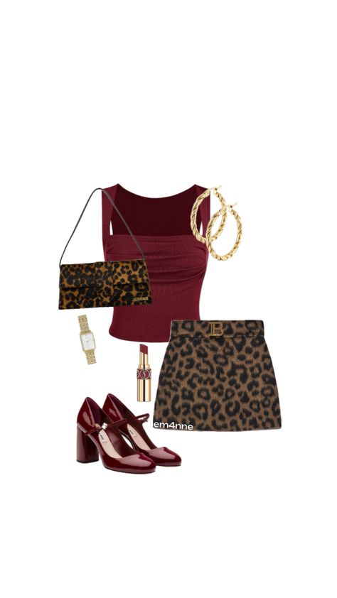 cherry red x leopard Style Inspo Summer, Leopard Outfits, Leopard Print Outfits, Red X, Vegas Outfit, Classic Style Outfits, Cute Preppy Outfits, Red Outfit, Casual Style Outfits